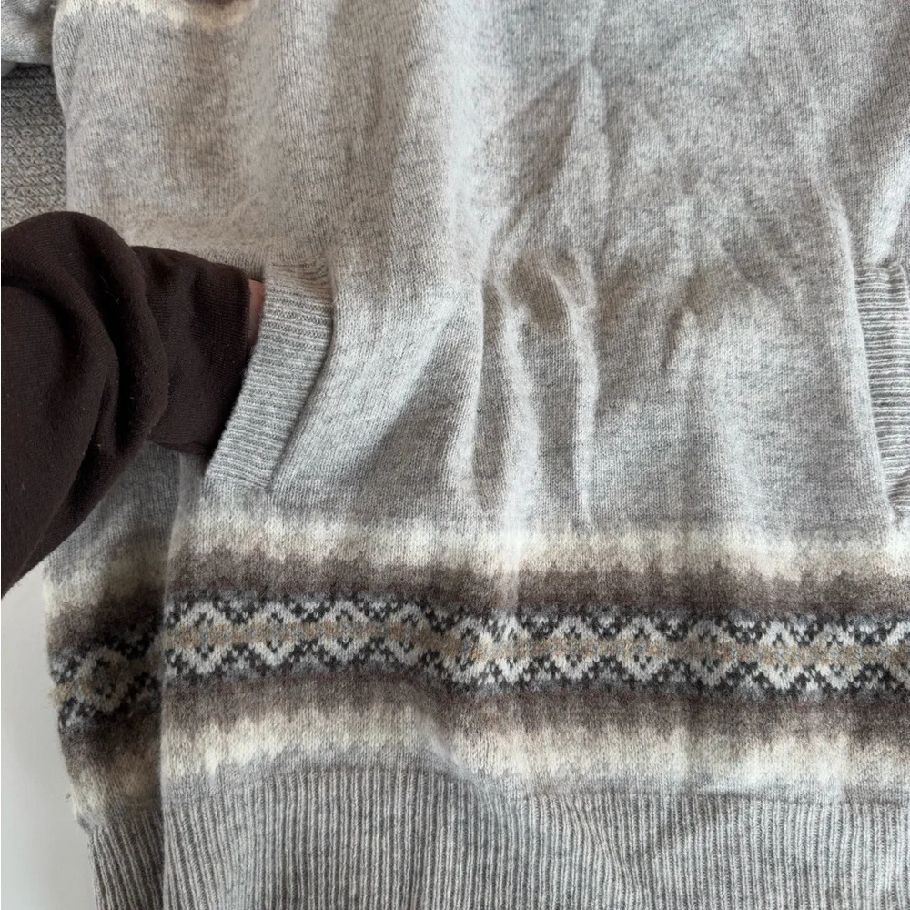 GAP Cream and Brown Cowl Neck Fair Isle Sweater - Picture 8 of 14